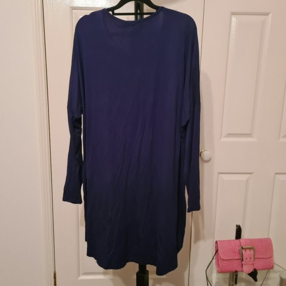 VINE APPAREL Womens Tops Navy Blue Size L/XL Relaxed Fit Asymmeyrical Blouse - Picture 5 of 7